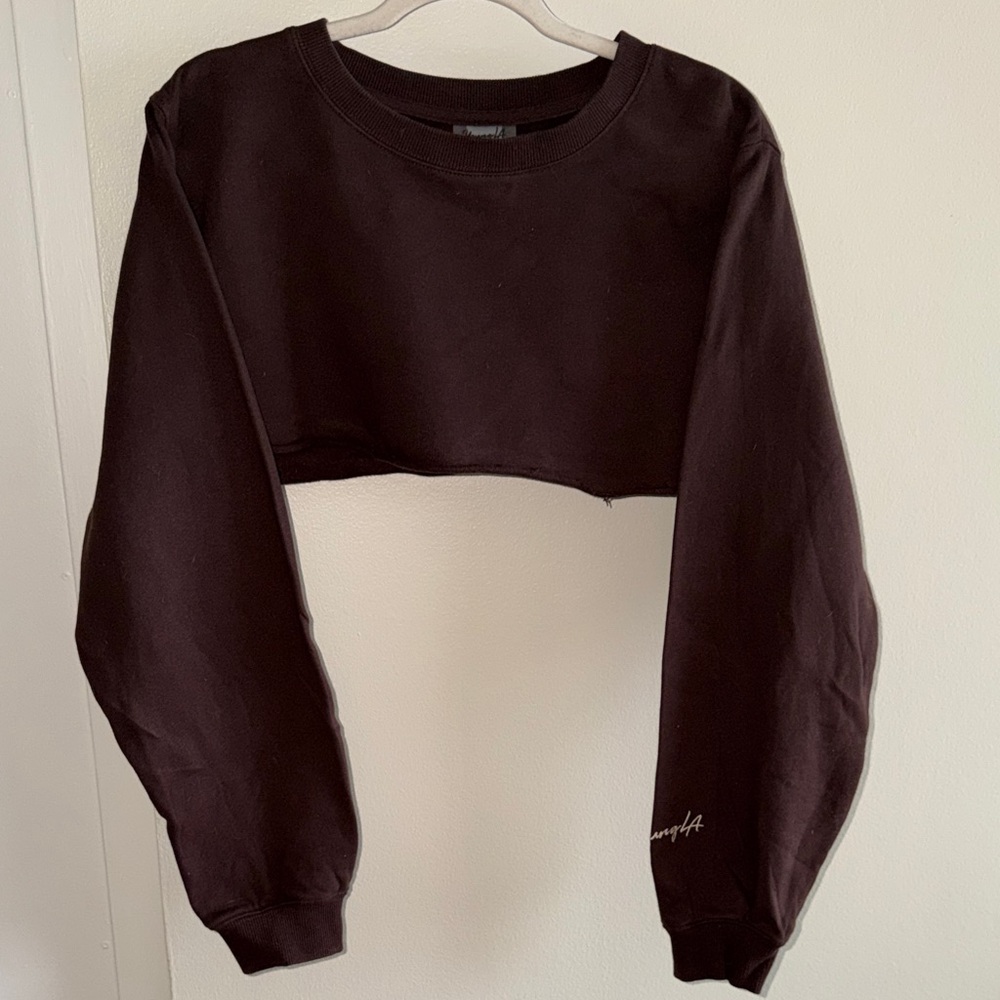YoungLA Brown Long Sleeve Crop Top Sweatshirt